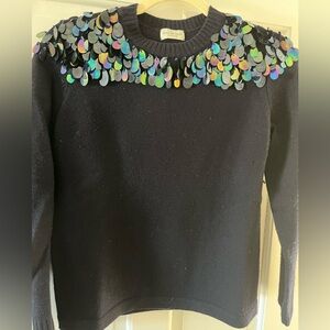 Vintage Dries Van Noten navy sweater with beads and pailettes size XS